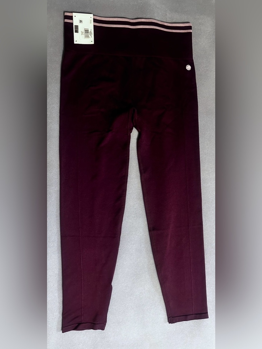 #D-4 Penn High-Waist Plum Leggings with Striped Waistband-Sz XL-24 inches